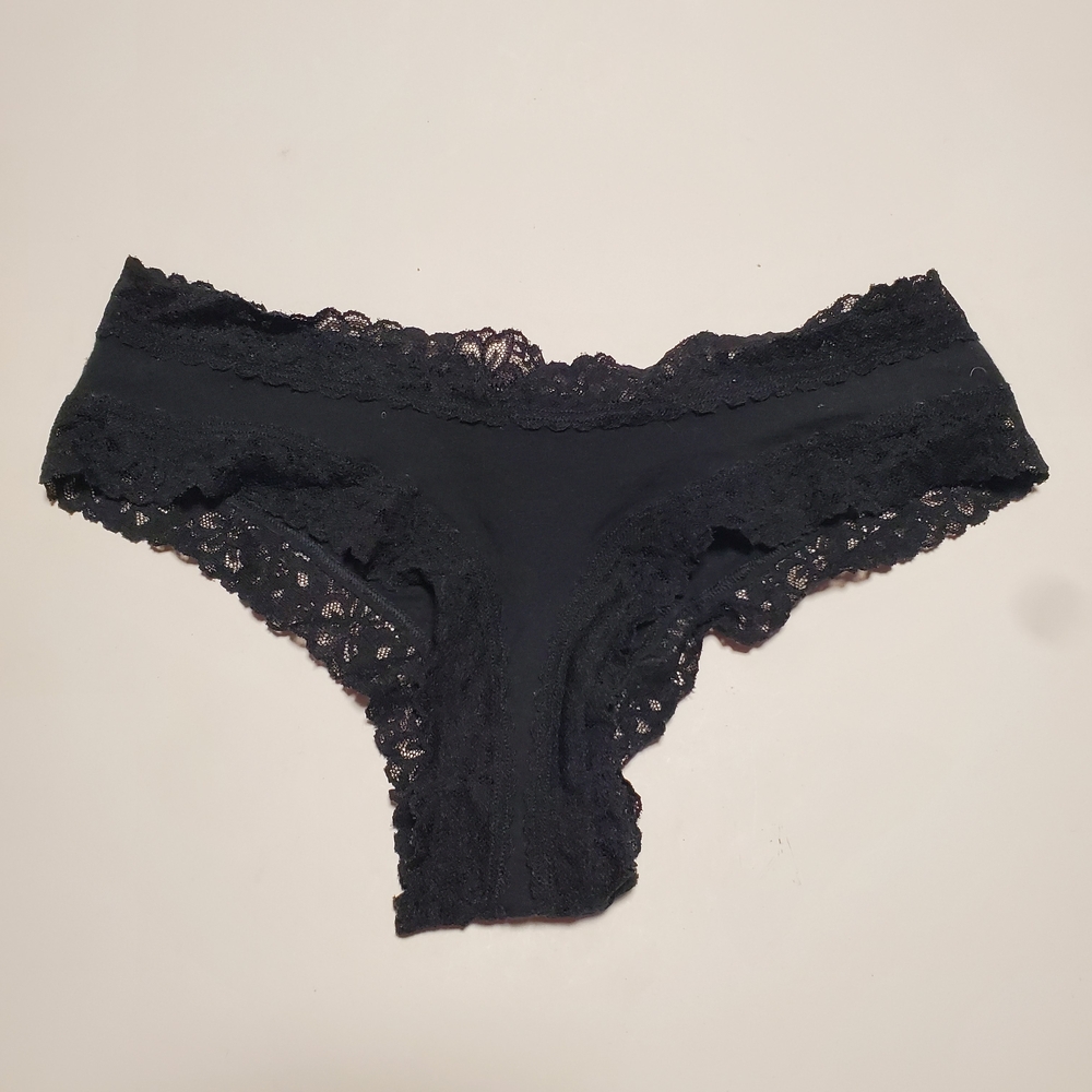 Victoria's Secret Black Lace Trim Cheeky Panties